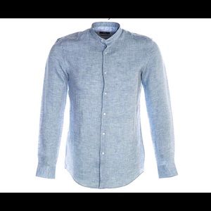 Hugo Boss Jordi linen light blue men’s button down